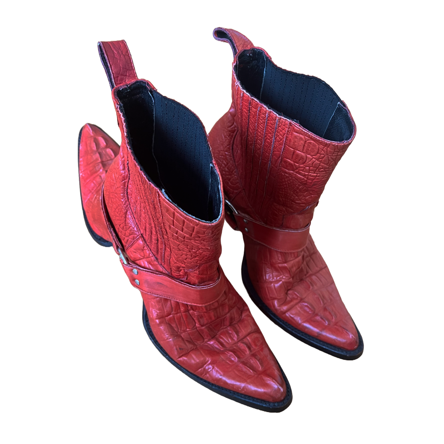 Hood By Air by Shayne Oliver SS 2017 Double Faced Red Croc effect Cowboy Boots