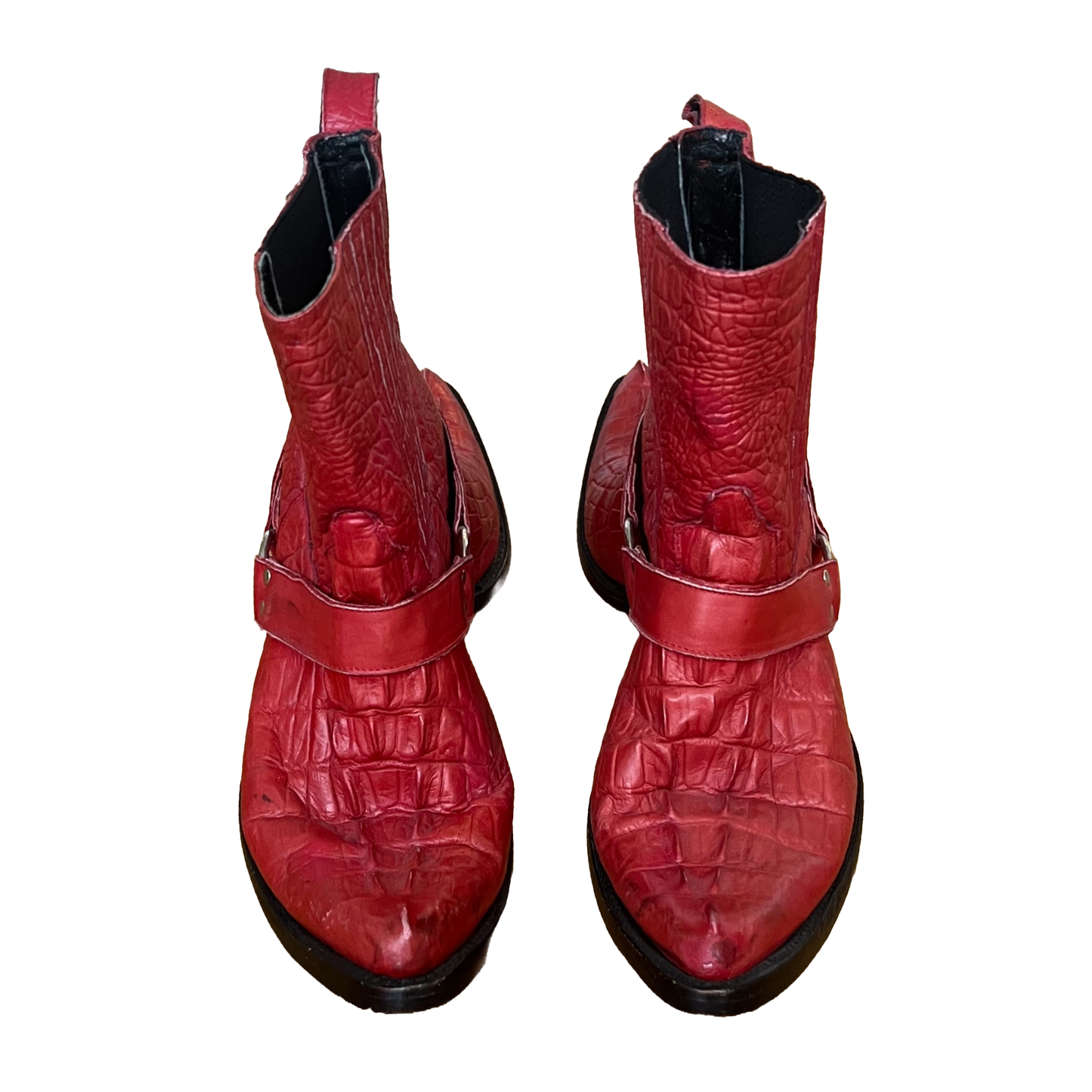Hood By Air by Shayne Oliver SS 2017 Double Faced Red Croc effect Cowboy Boots