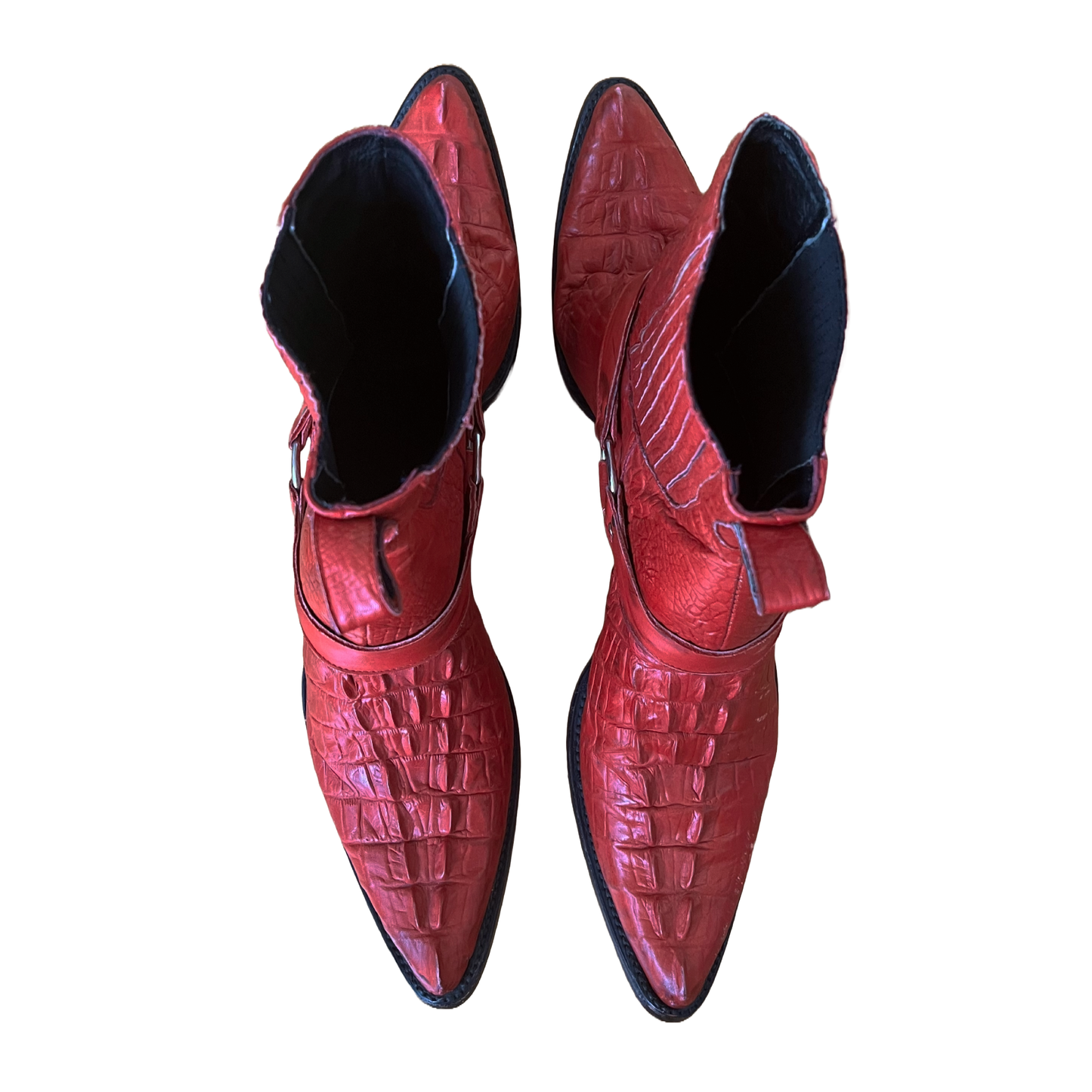 Hood By Air by Shayne Oliver SS 2017 Double Faced Red Croc effect Cowboy Boots