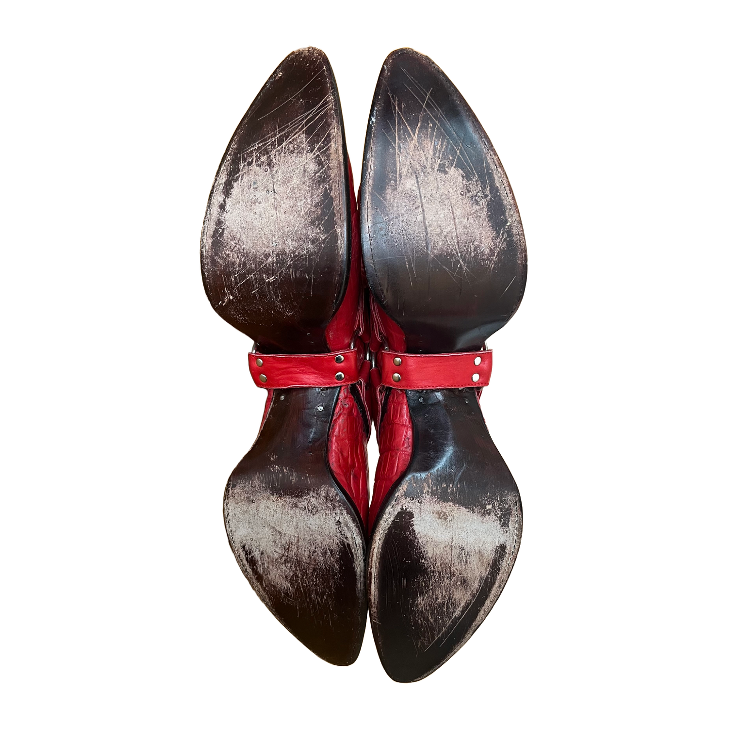 Hood By Air by Shayne Oliver SS 2017 Double Faced Red Croc effect Cowboy Boots