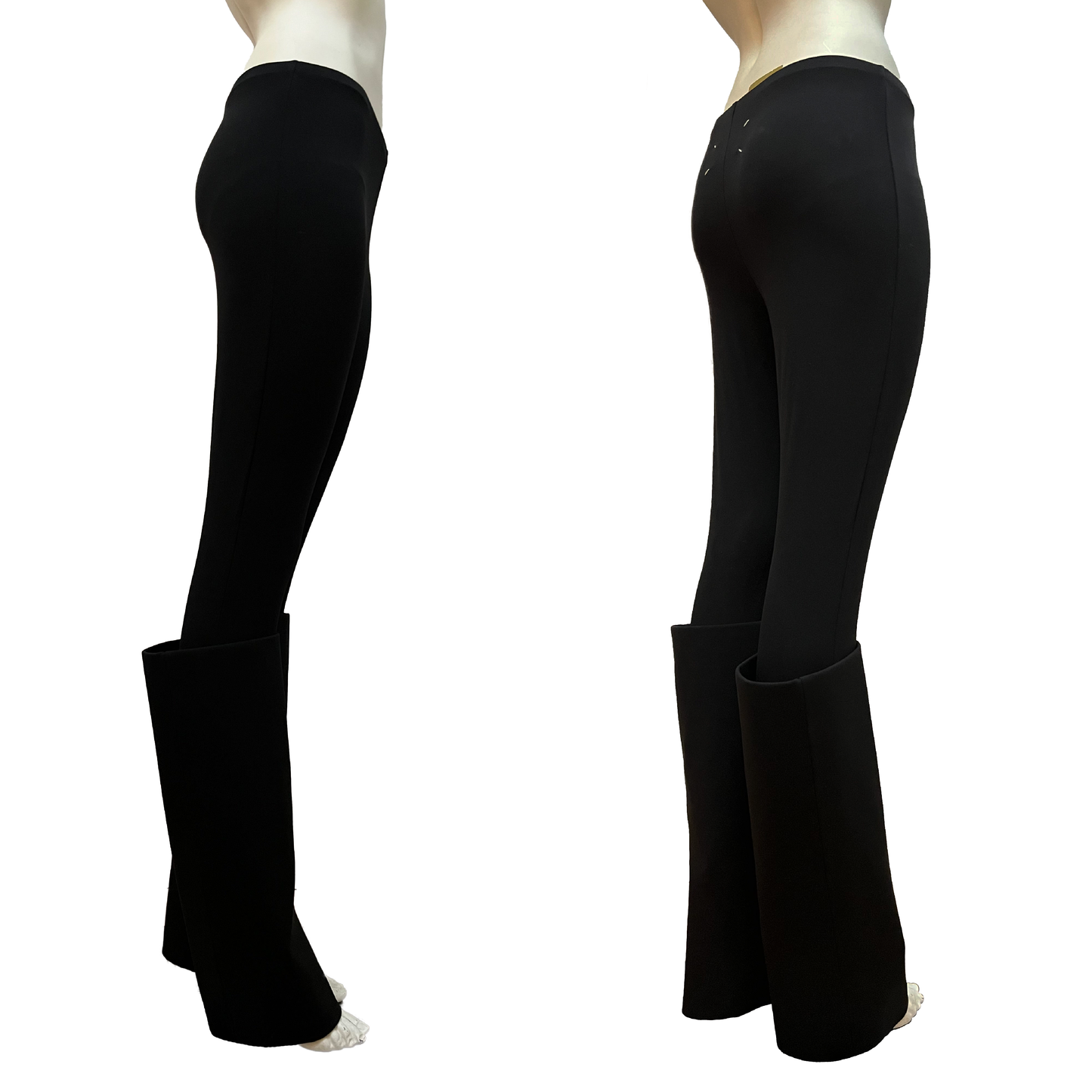 Maison Martin Margiela SS 2010 Black Wide Stiff Cuff Hem Pull on Leggings Pants