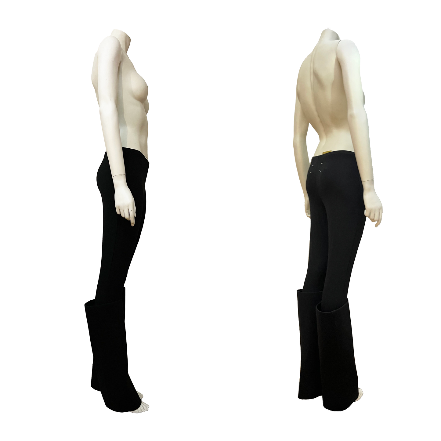 Maison Martin Margiela SS 2010 Black Wide Stiff Cuff Hem Pull on Leggings Pants