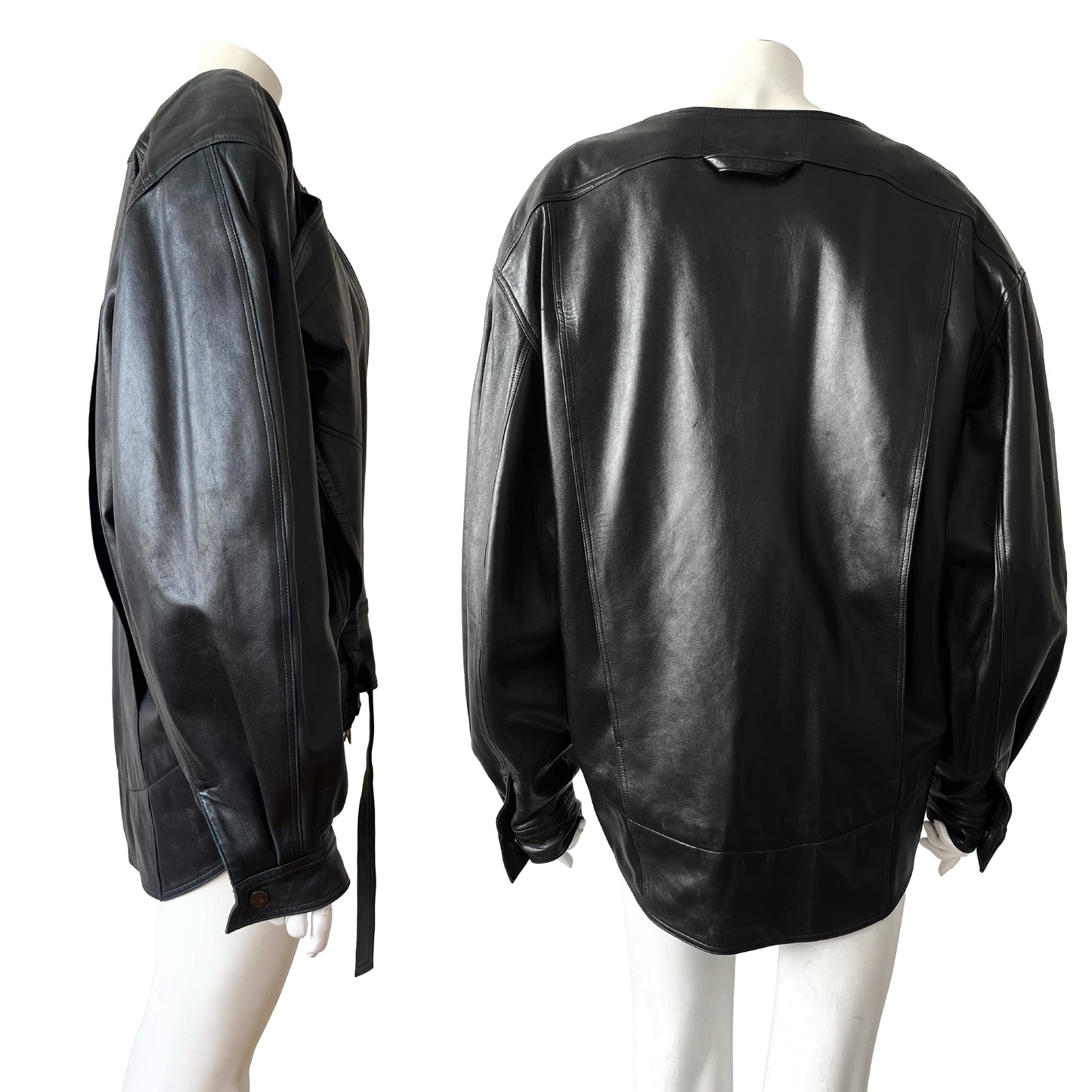 Claude Montana for Idéal Cuir 80s Black Leather Jacket