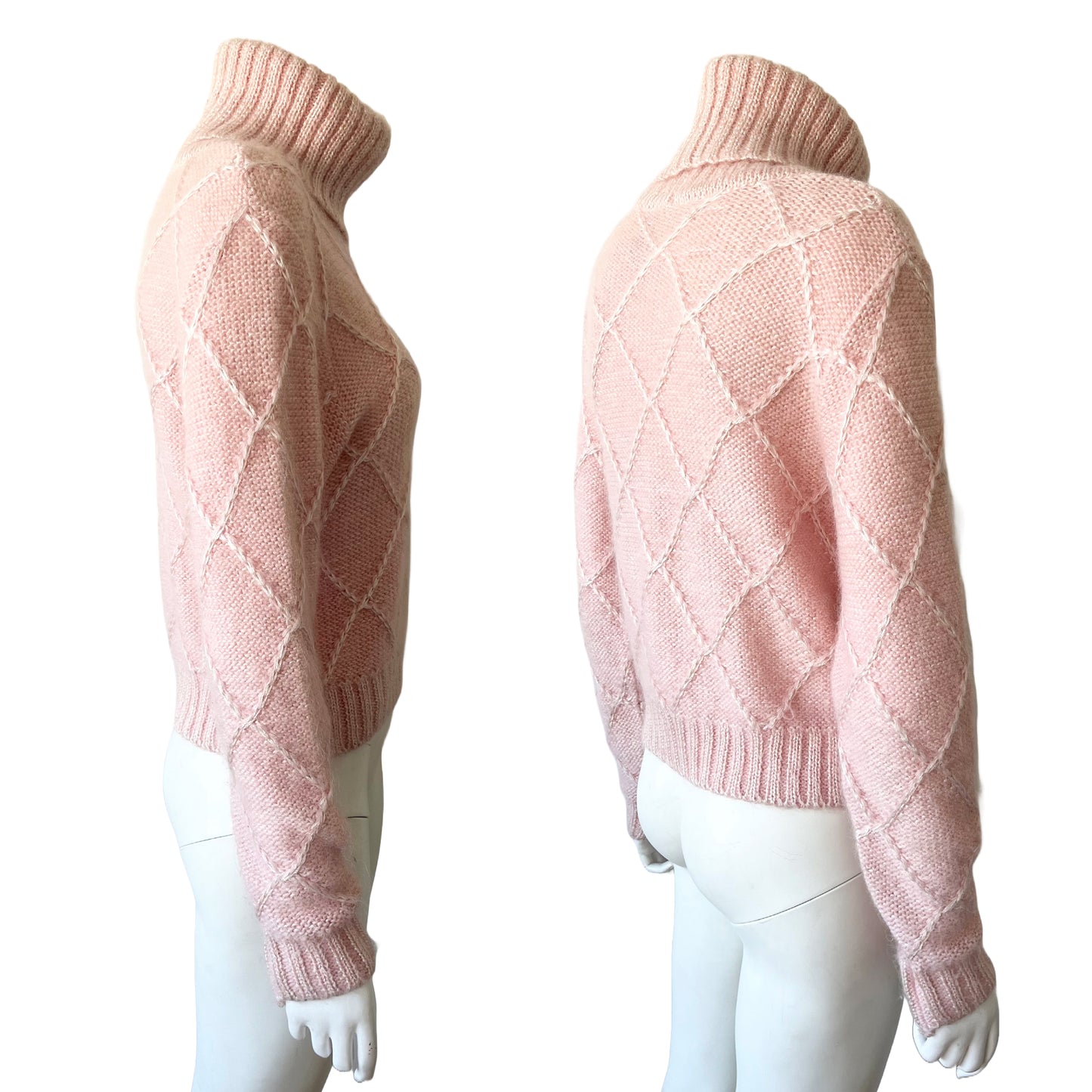 Gianni Versace AW 1994 Pink Metallic Knit Turtleneck Sweater