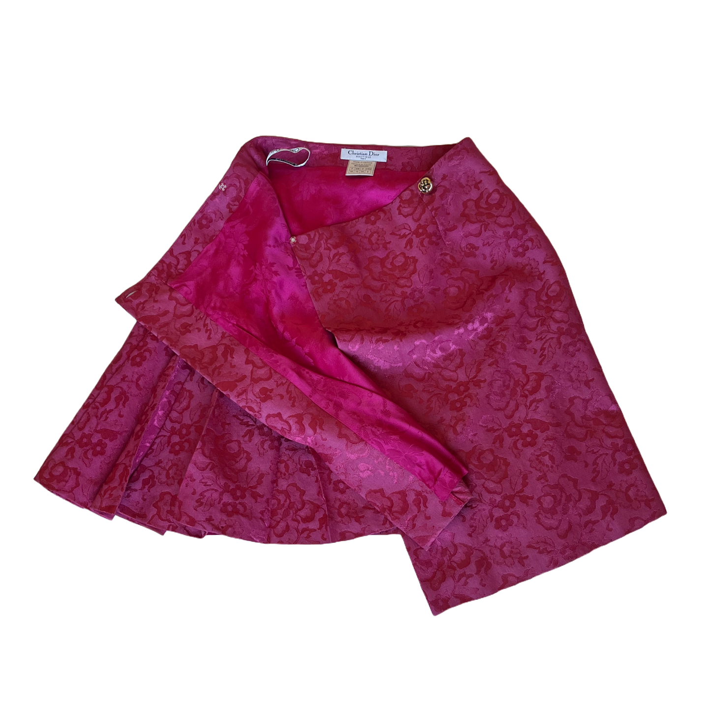 Christian Dior by John Galliano AW 1998 Magenta Pink Brocade Wrap Skirt