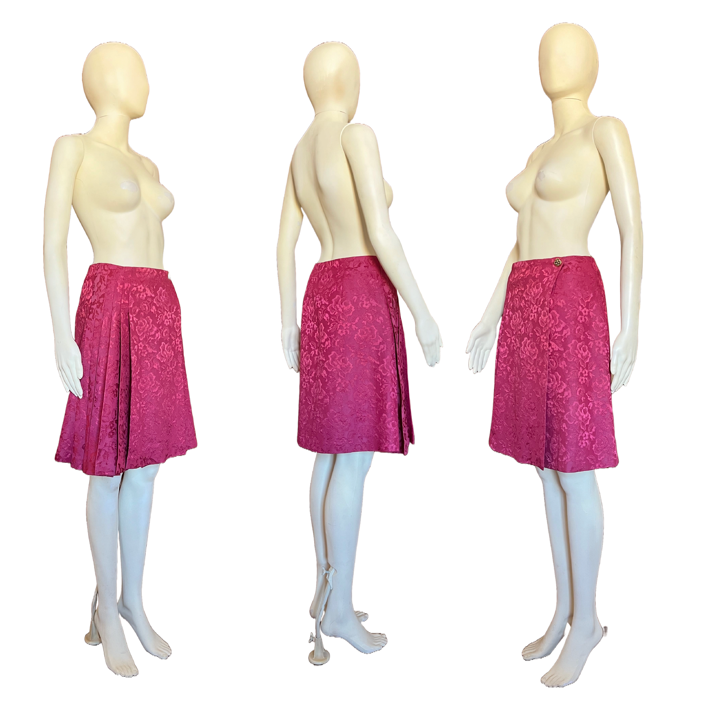 Christian Dior by John Galliano AW 1998 Magenta Pink Brocade Wrap Skirt