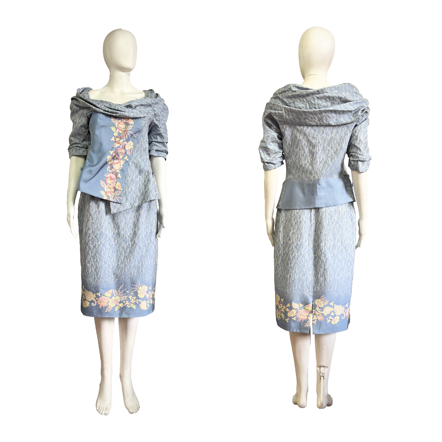 Christian Lacroix SS 1999 Light Blue Jacket Skirt Set
