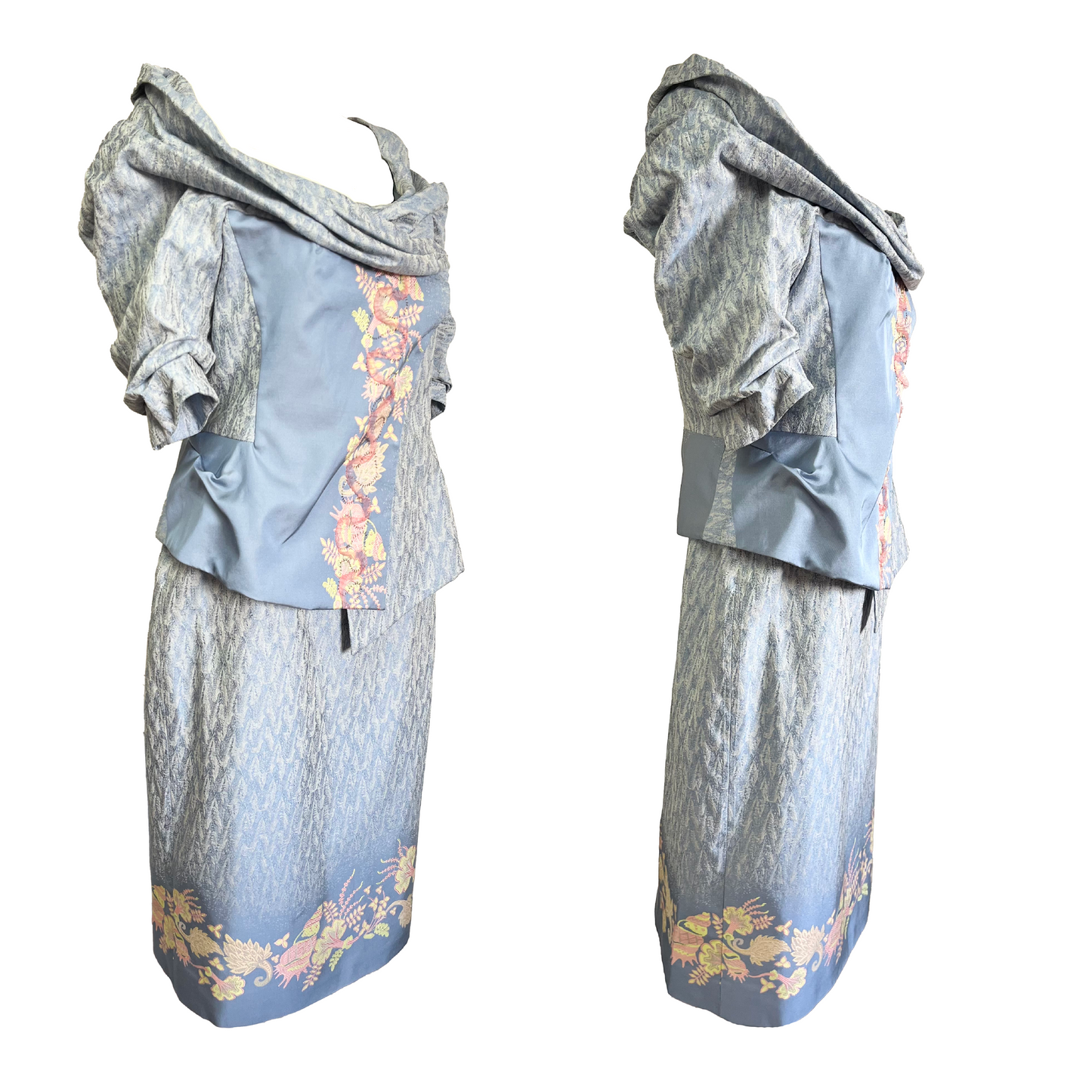 Christian Lacroix SS 1999 Light Blue Jacket Skirt Set