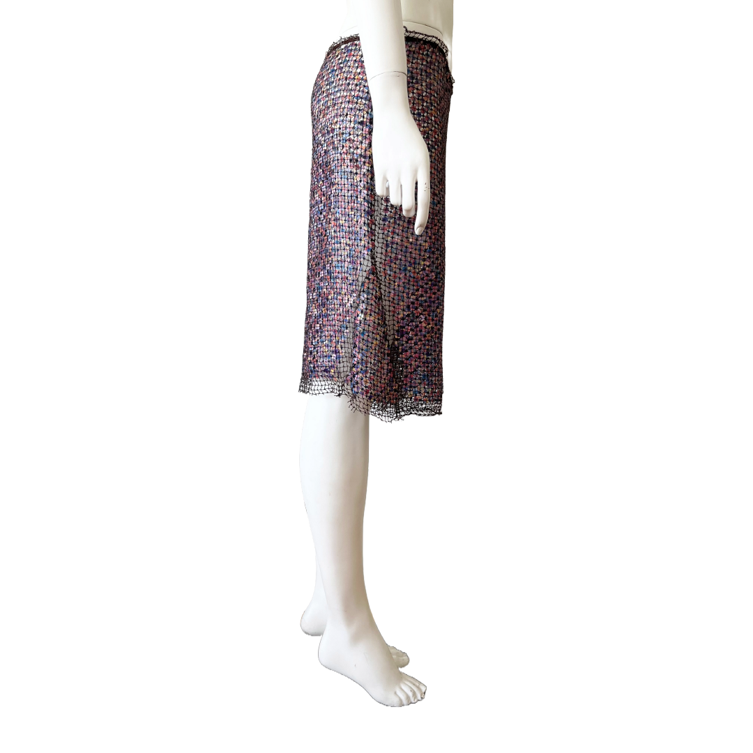 Fendi by Karl Lagerfeld early 2000s brown embellished fishnet shorts