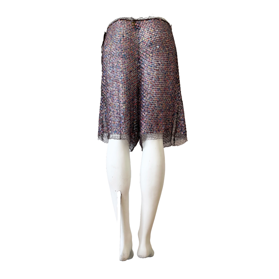 Fendi by Karl Lagerfeld early 2000s brown embellished fishnet shorts
