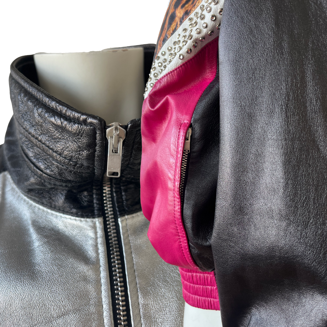 Saint Laurent by Hedi Slimane SS 2016 Contrast Panel Leather Jacket