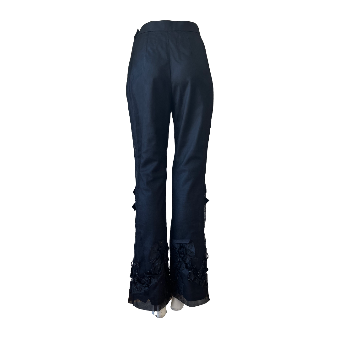 Christian Lacroix 90s Black Embroidered Tulle Trousers