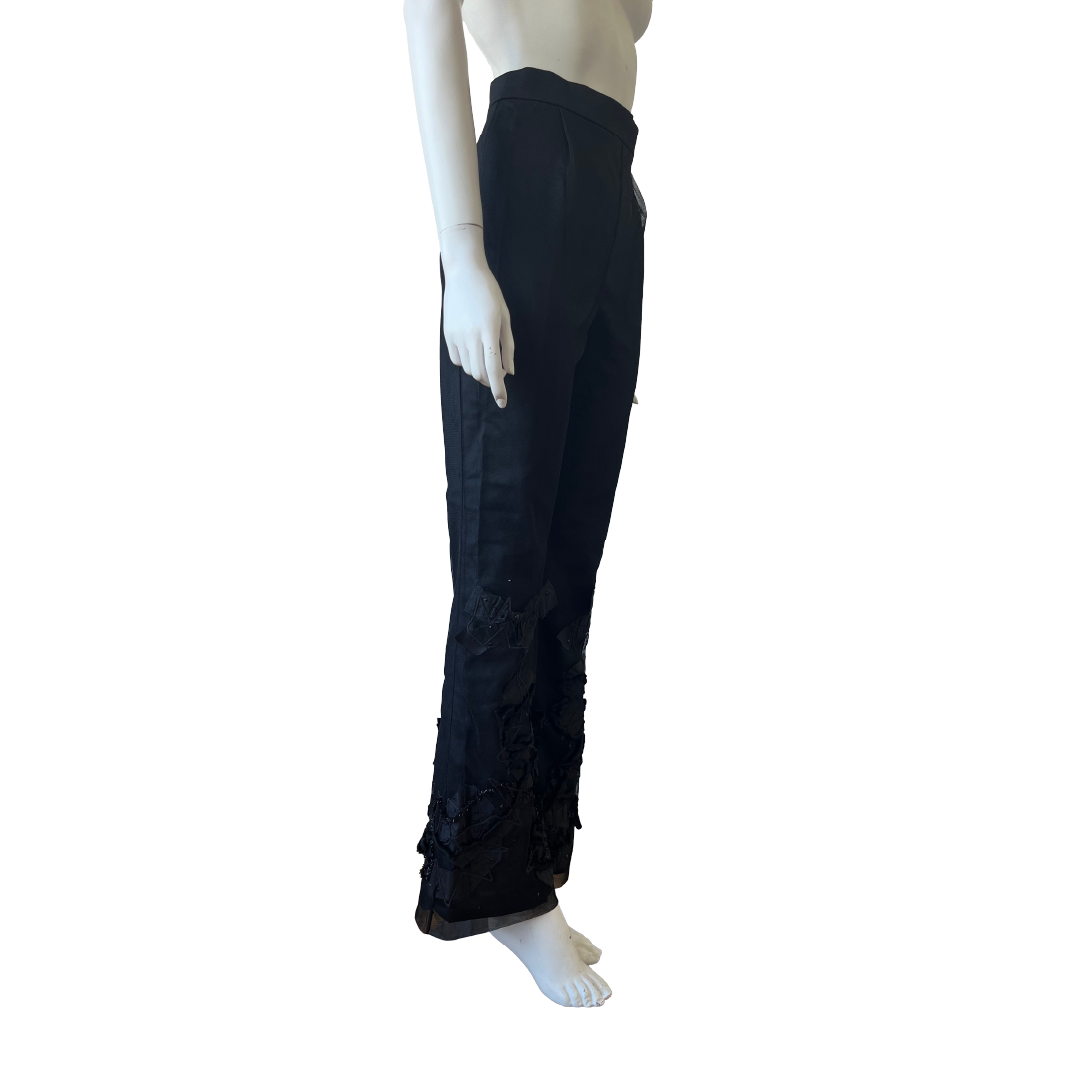 Christian Lacroix 90s Black Embroidered Tulle Trousers