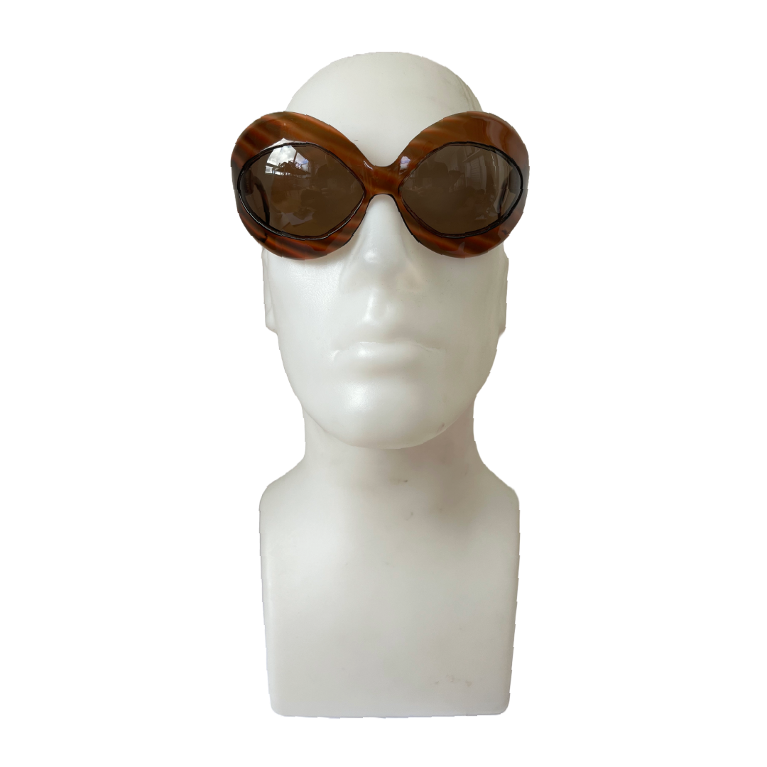PIERRE MARLY 1960s Cocktail Sunglasses Oversized Tortoise Frame