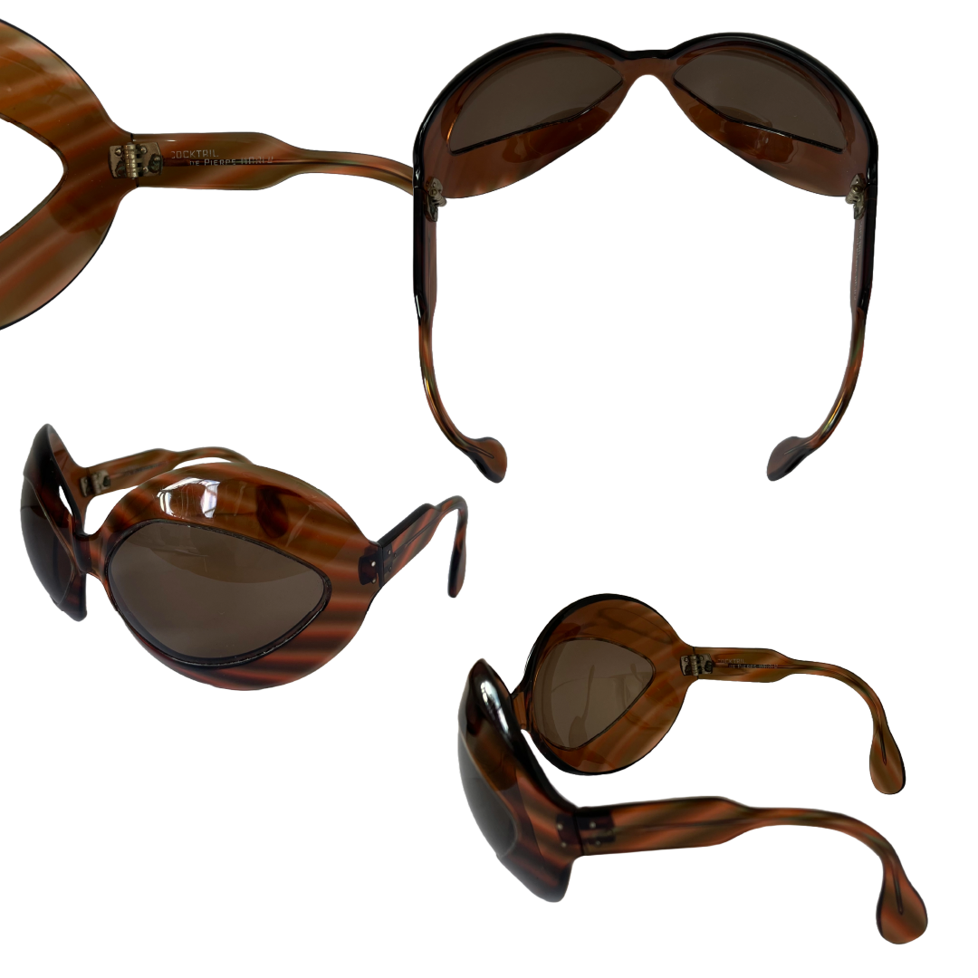PIERRE MARLY 1960s Cocktail Sunglasses Oversized Tortoise Frame