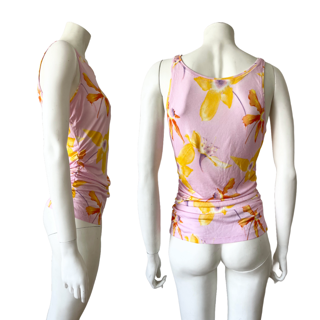 Gianni Versace SS 1999 Pink Floral Viscose Top