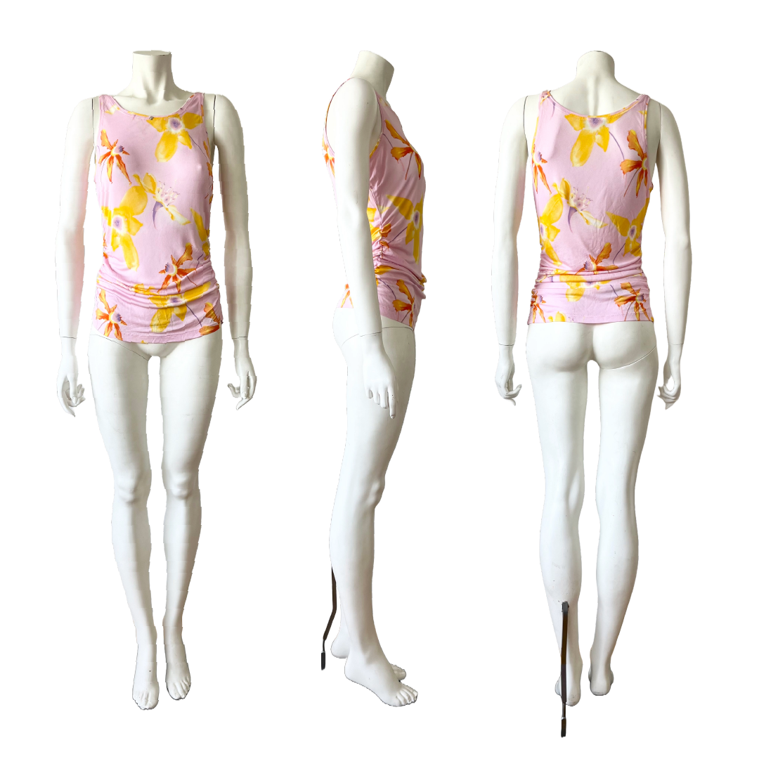 Gianni Versace SS 1999 Pink Floral Viscose Top