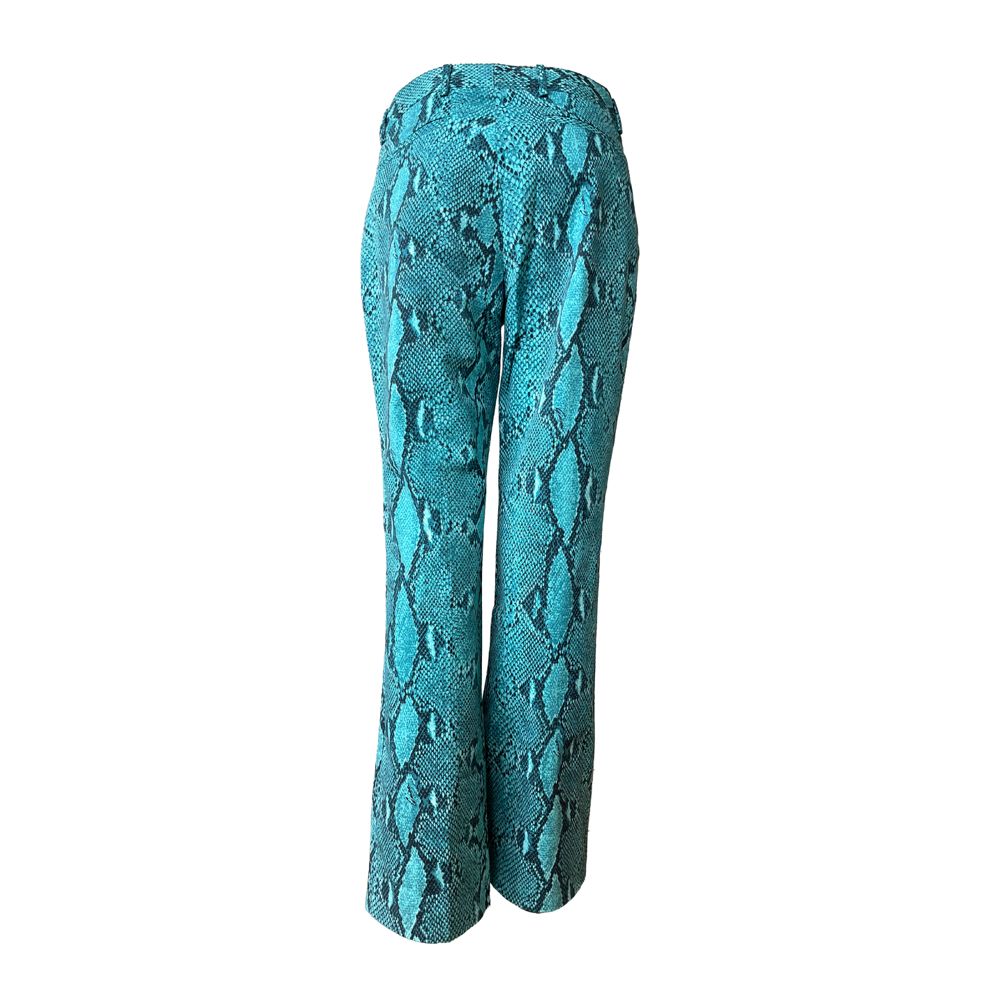 Gucci SS 2000 Turquoise Python Printed Flared Trousers by Tom Ford