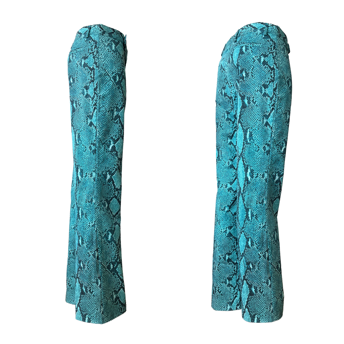 Gucci SS 2000 Turquoise Python Printed Flared Trousers by Tom Ford