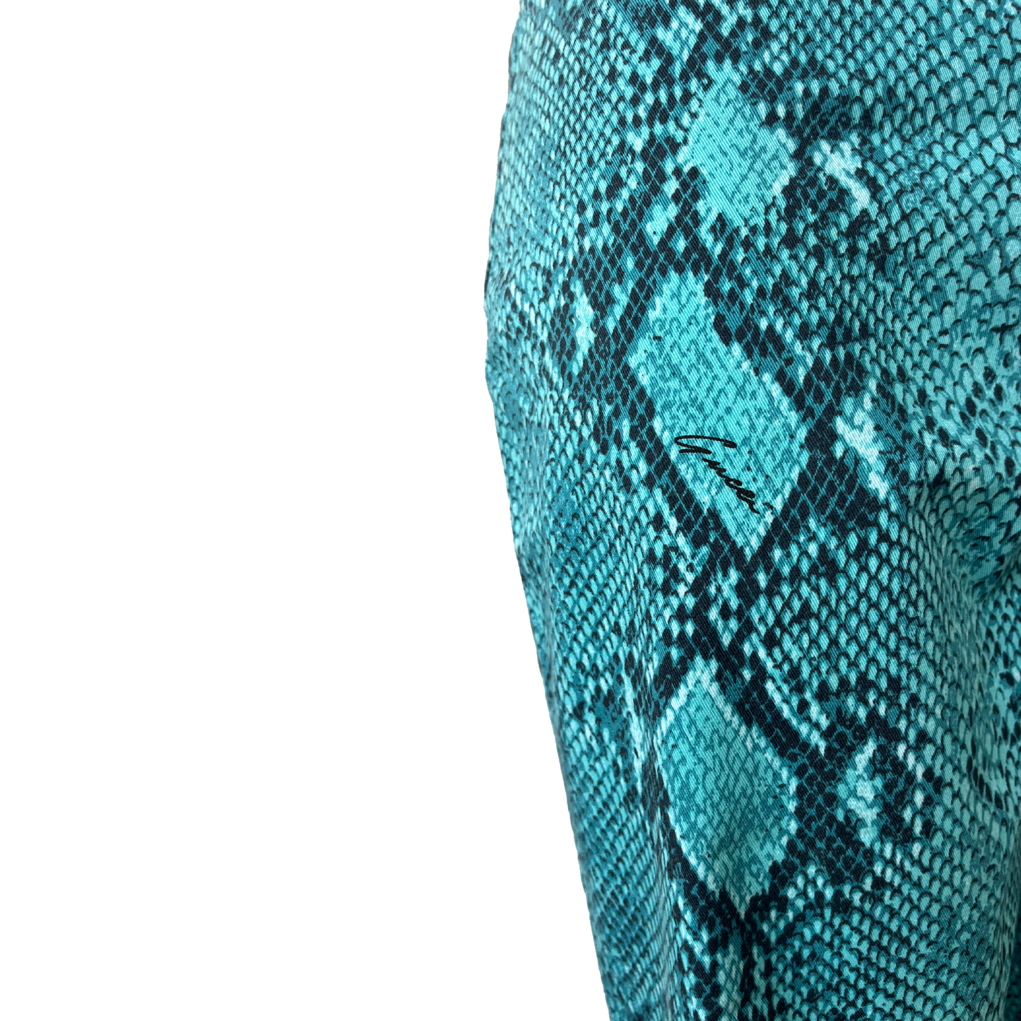 Gucci SS 2000 Turquoise Python Printed Flared Trousers by Tom Ford