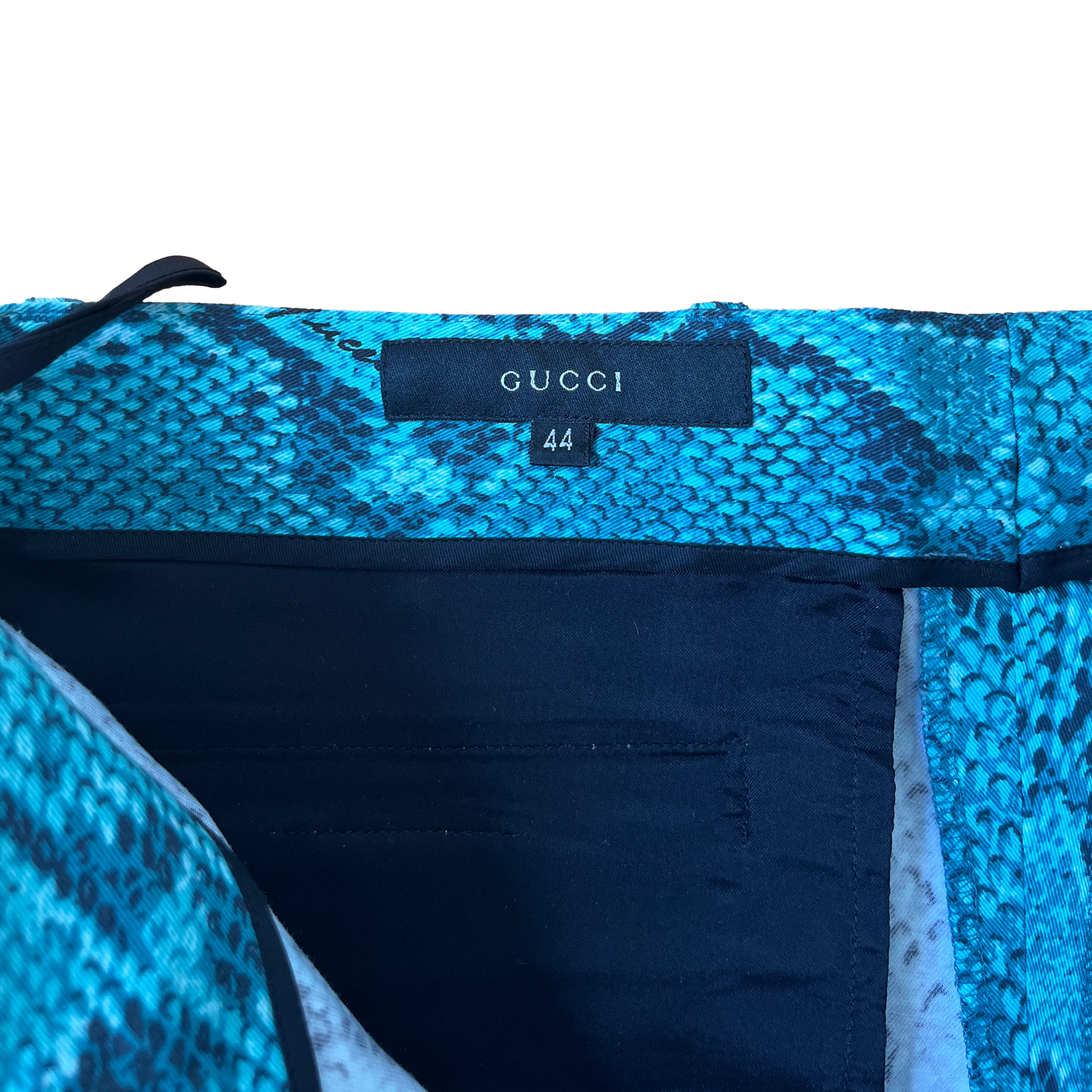 Gucci SS 2000 Turquoise Python Printed Flared Trousers by Tom Ford