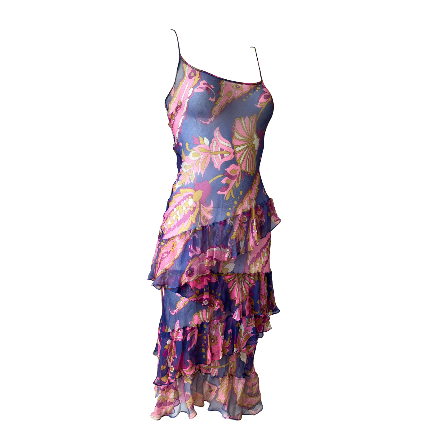 Dolce & Gabbana SS 2004 Silk Chiffon Ruffled Dress