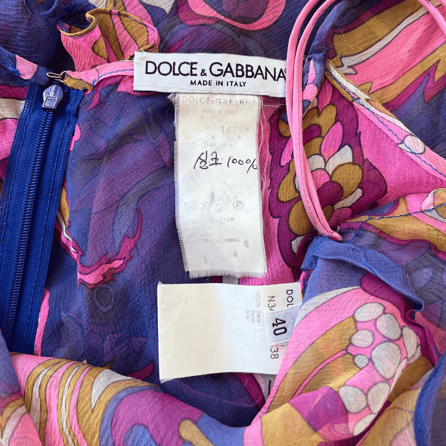 Dolce & Gabbana SS 2004 Silk Chiffon Ruffled Dress