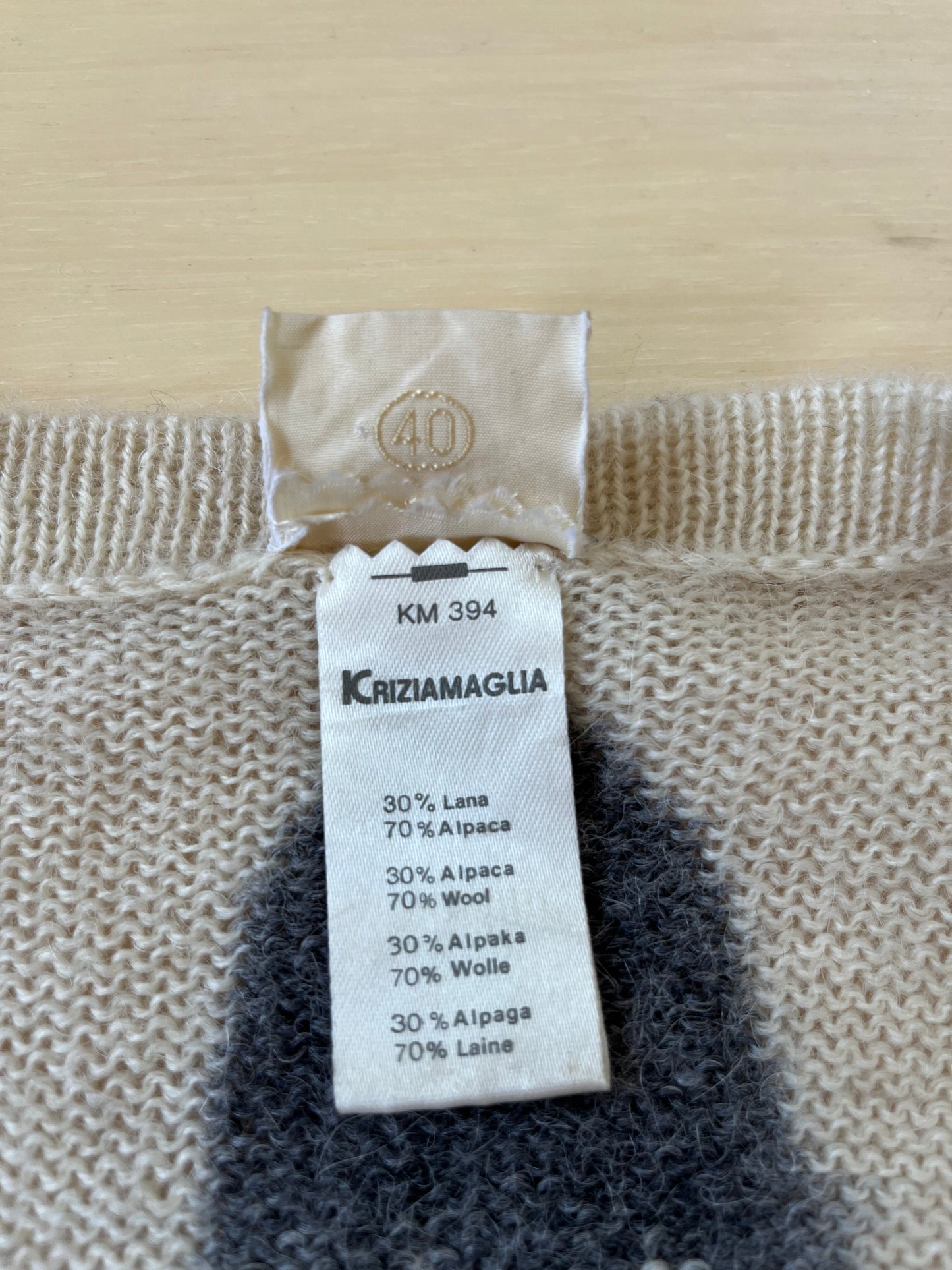 KRIZIA 80s Fox Sole Print Cream Angora Sweater