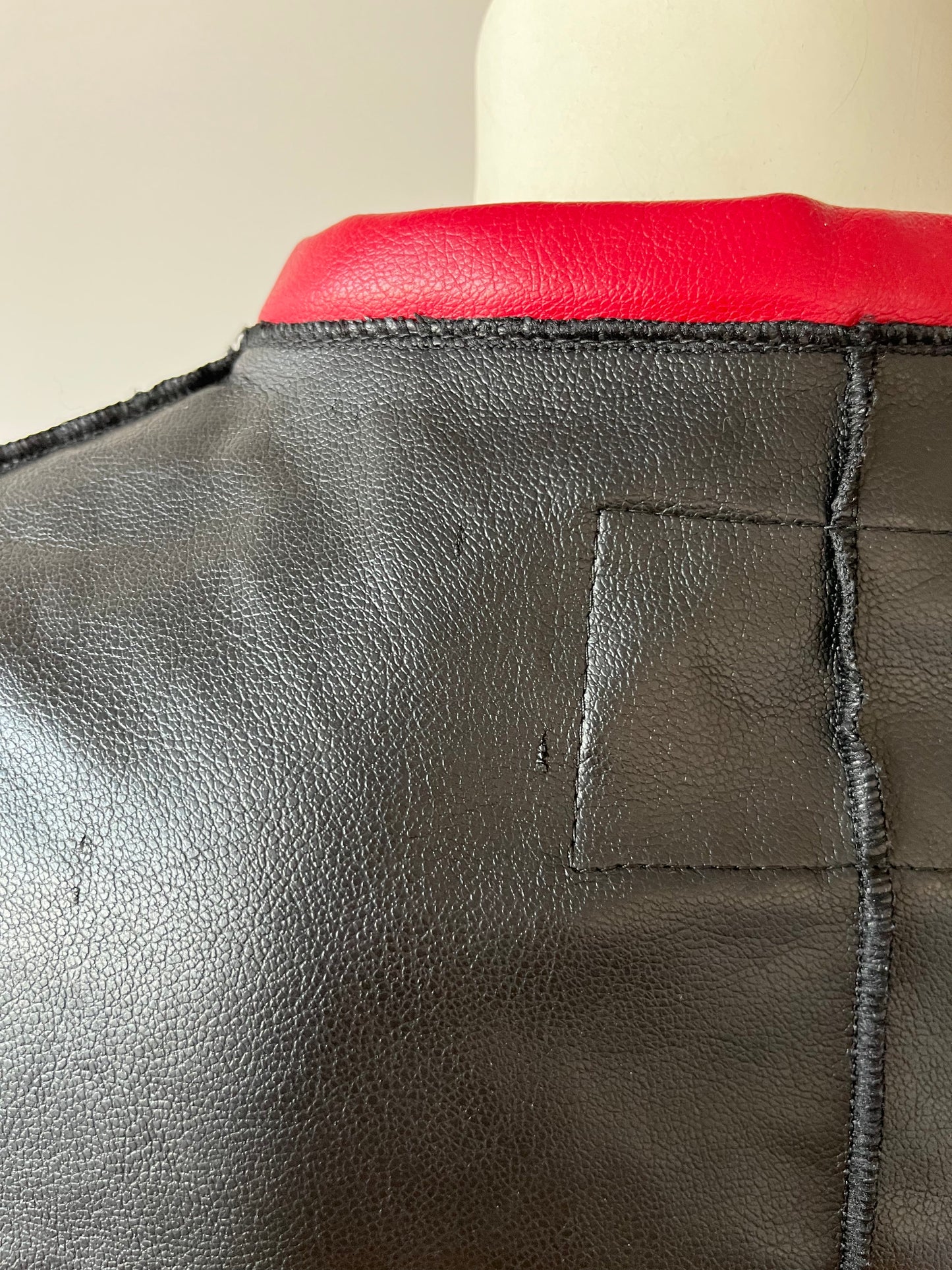 JEAN COLONNA 90s Faux Leather Black & Red Moto Jacket