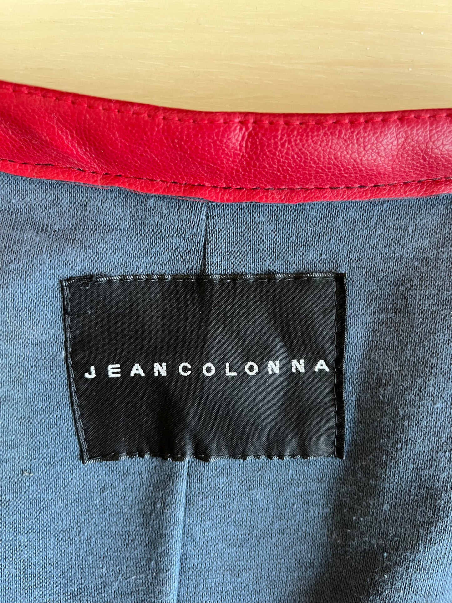 JEAN COLONNA 90s Faux Leather Black & Red Moto Jacket