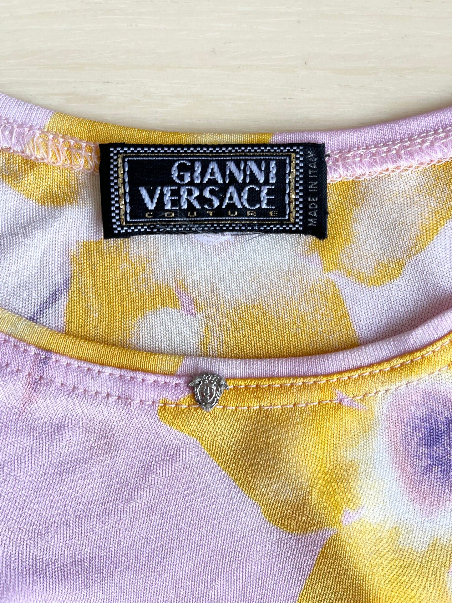 Gianni Versace SS 1999 Pink Floral Viscose Top