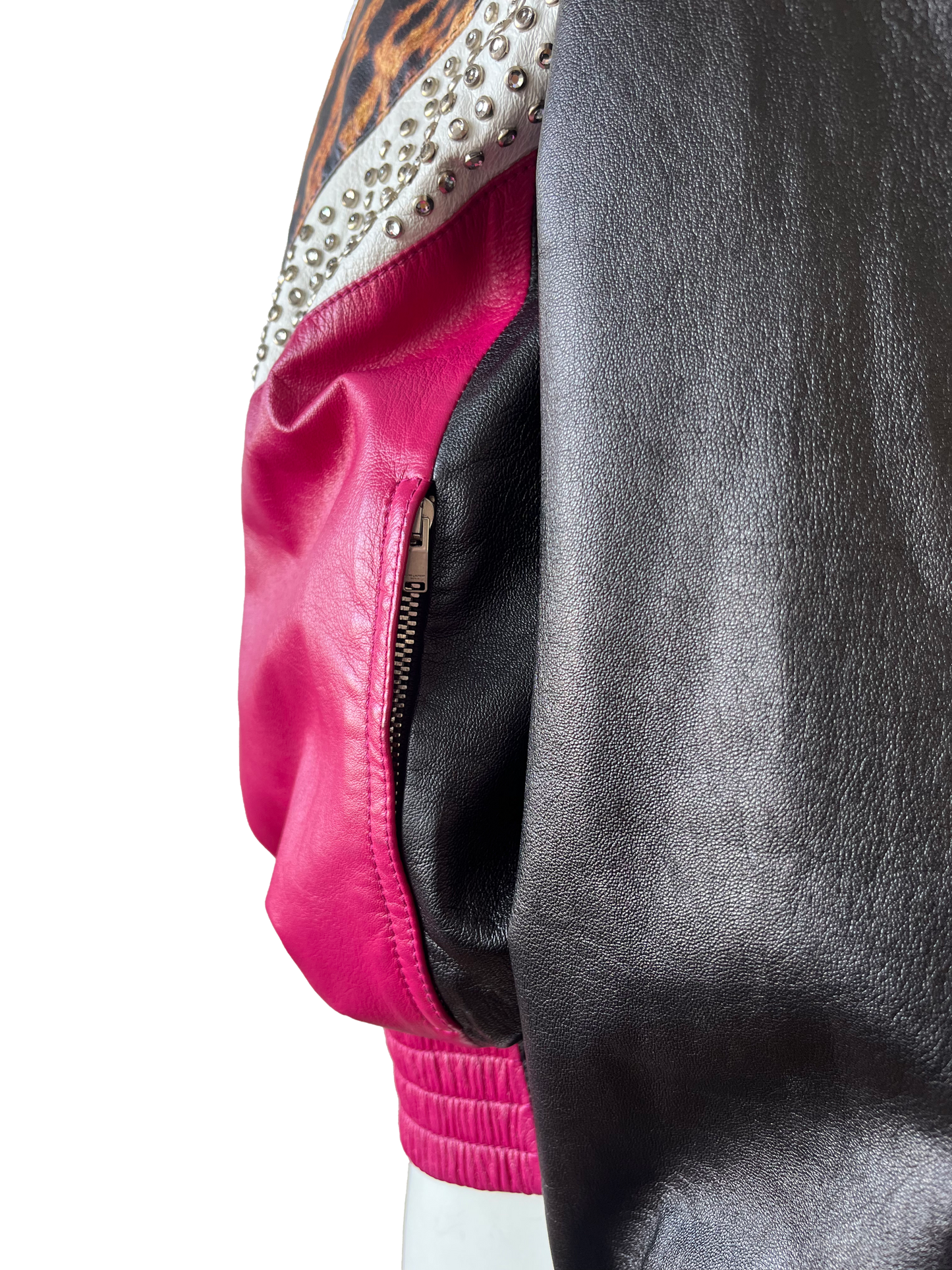 Saint Laurent by Hedi Slimane SS 2016 Contrast Panel Leather Jacket