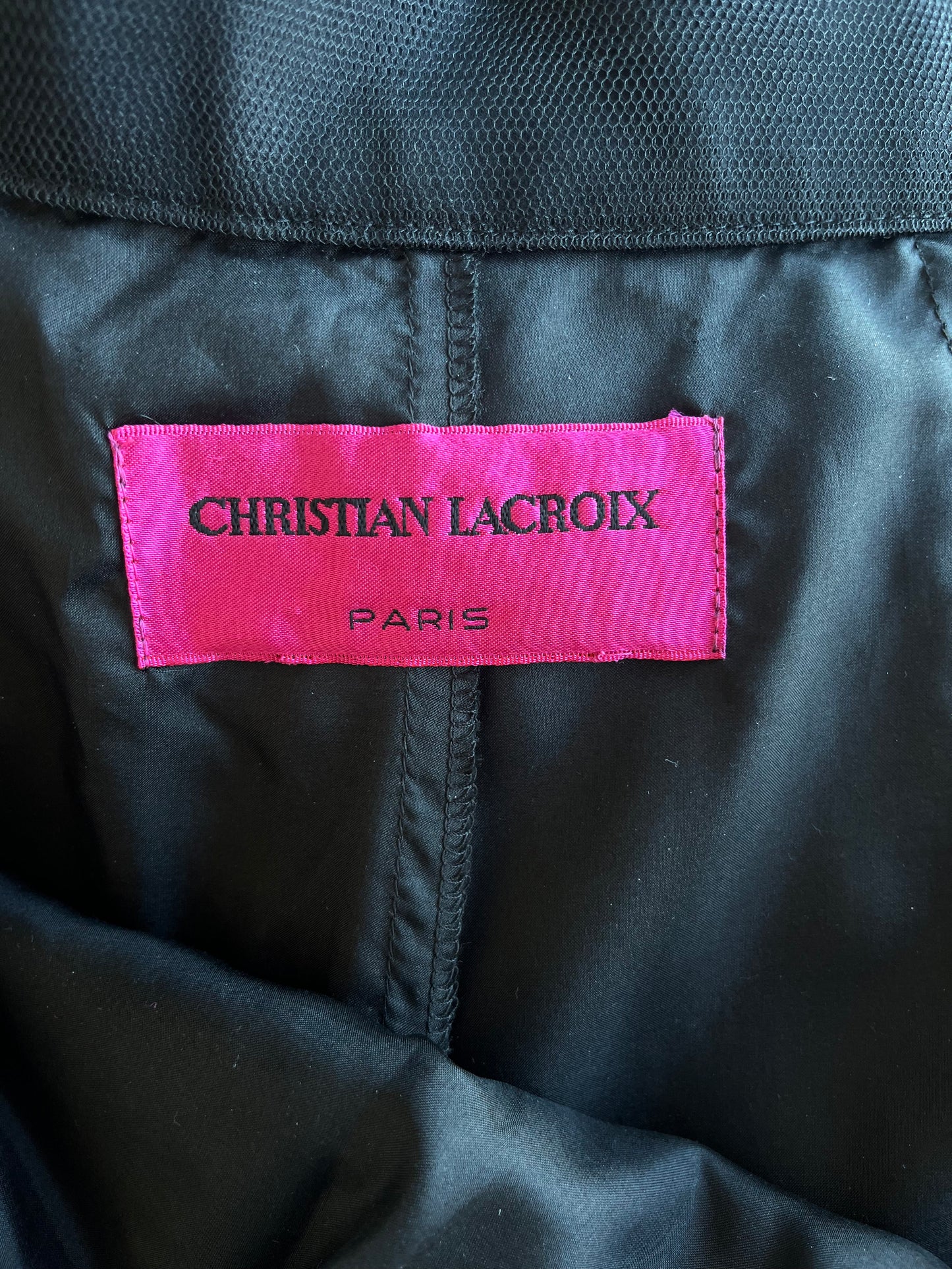 Christian Lacroix 90s Black Embroidered Tulle Trousers