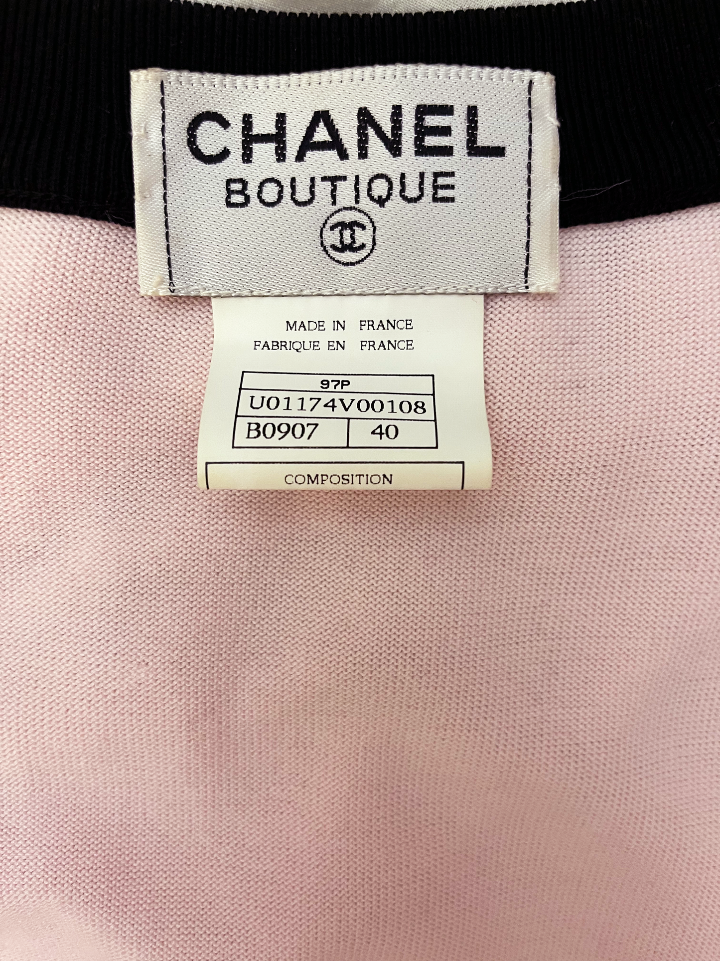 Chanel by Karl Lagerfeld SS 1997 Baby Pink Cardigan