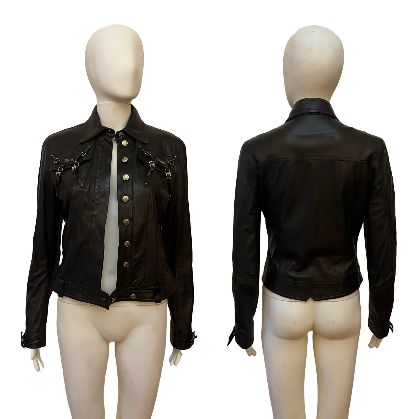 Christian Dior by John Galliano SS 2004 Black Bondage Leather Jacket