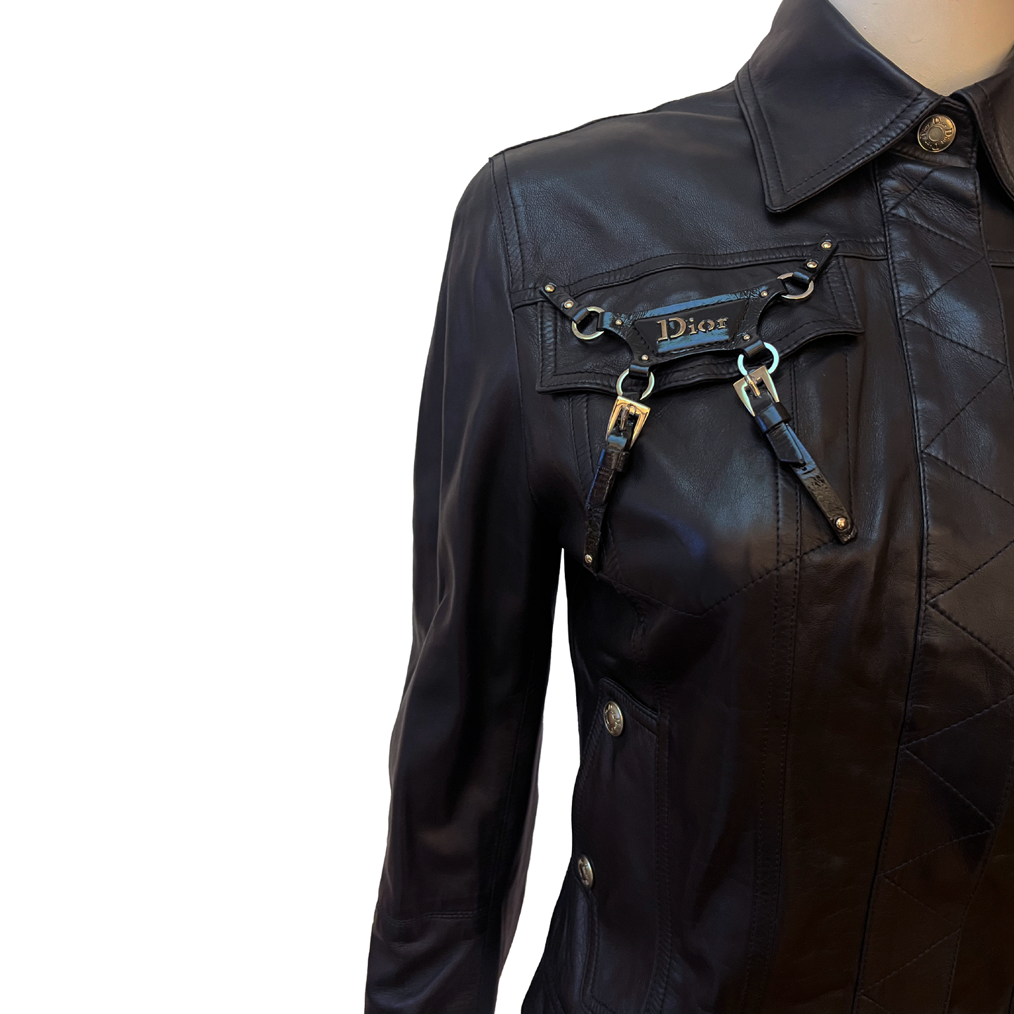 Christian Dior by John Galliano SS 2004 Black Bondage Leather Jacket