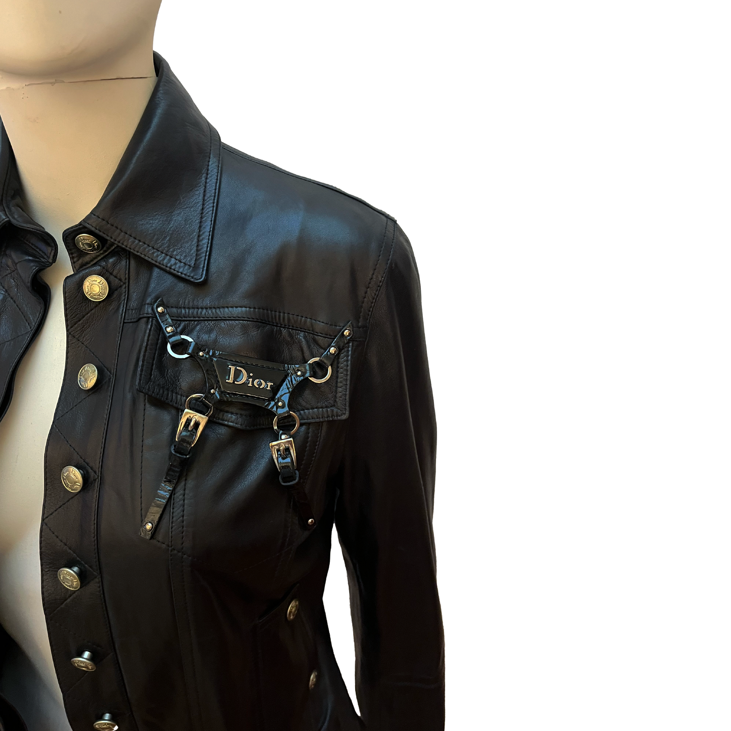 Christian Dior by John Galliano SS 2004 Black Bondage Leather Jacket