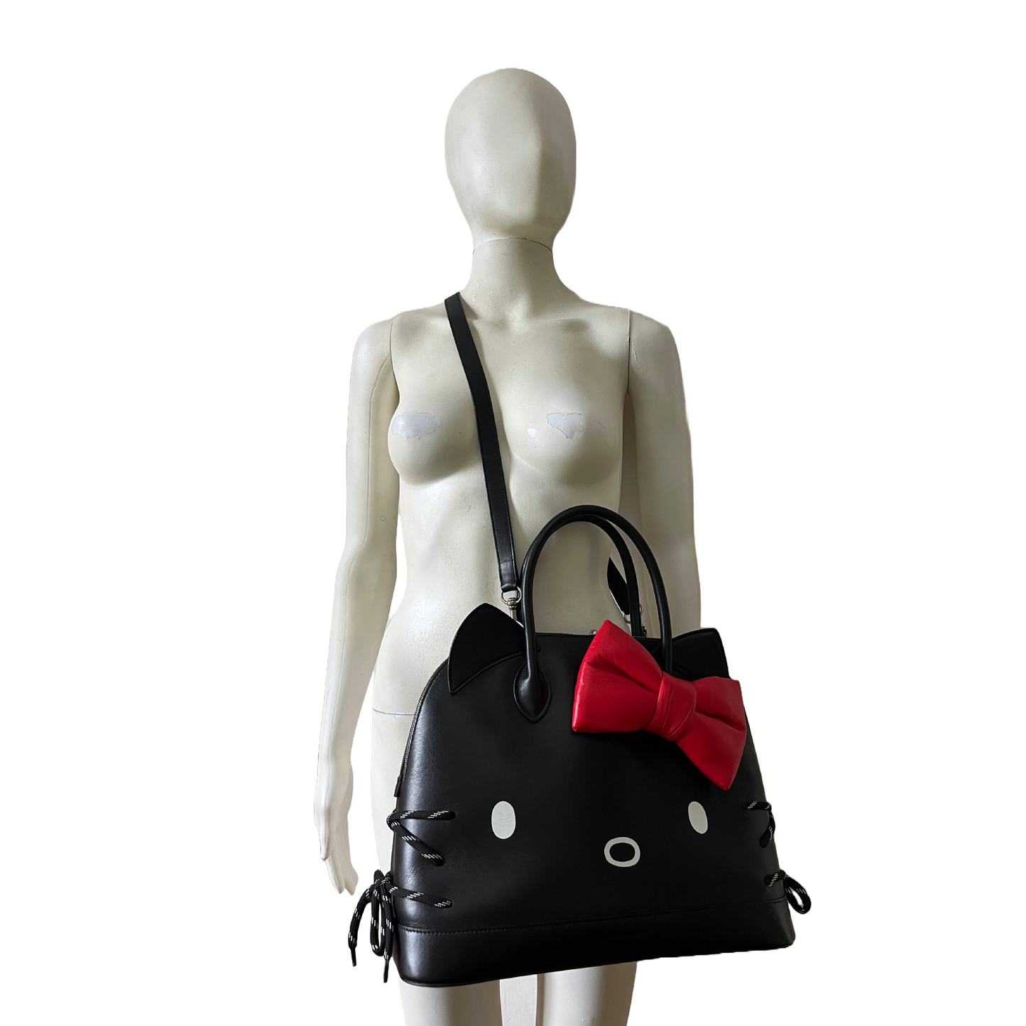 BALENCIAGA SS 2020 Hello Kitty Black Ville Top Handbag LARGE