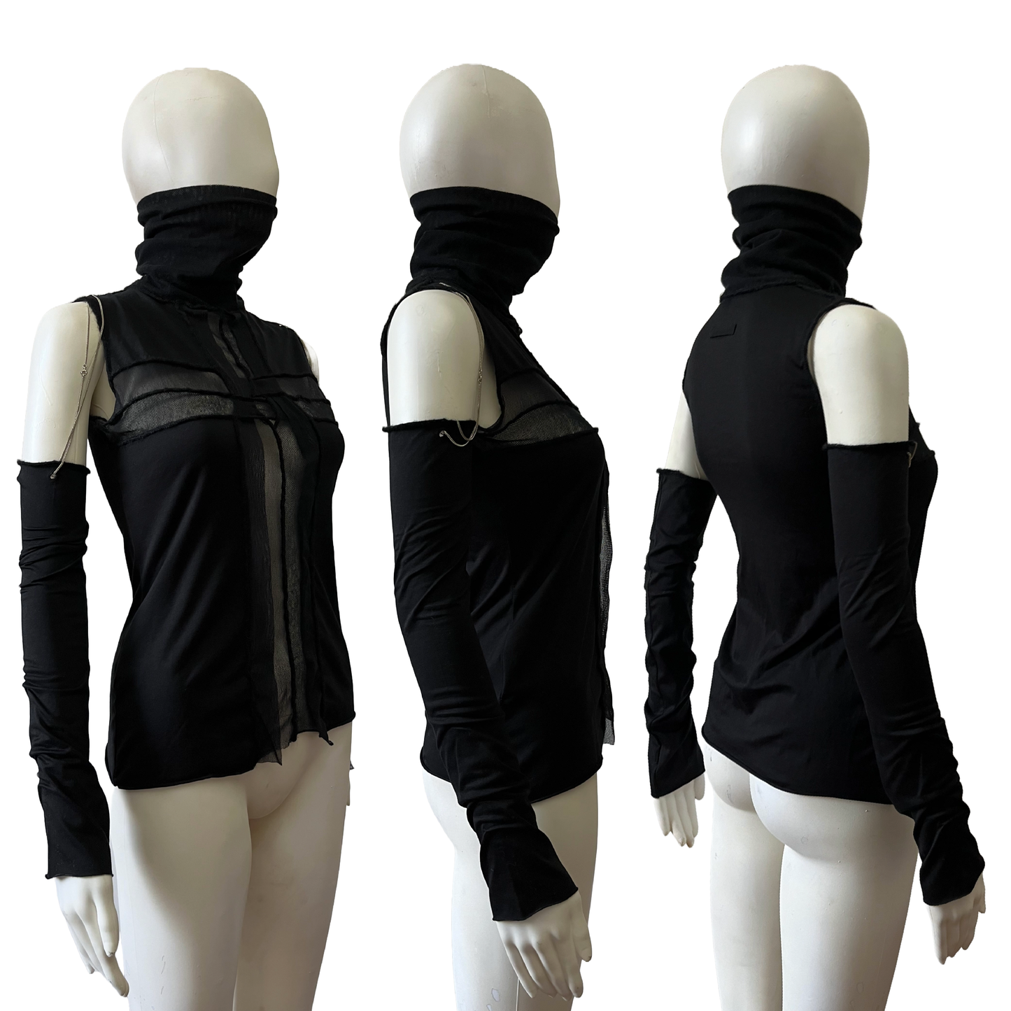 JEAN PAUL GAULTIER 90s Goth Sleeveless Top with Chain lace up Warmers