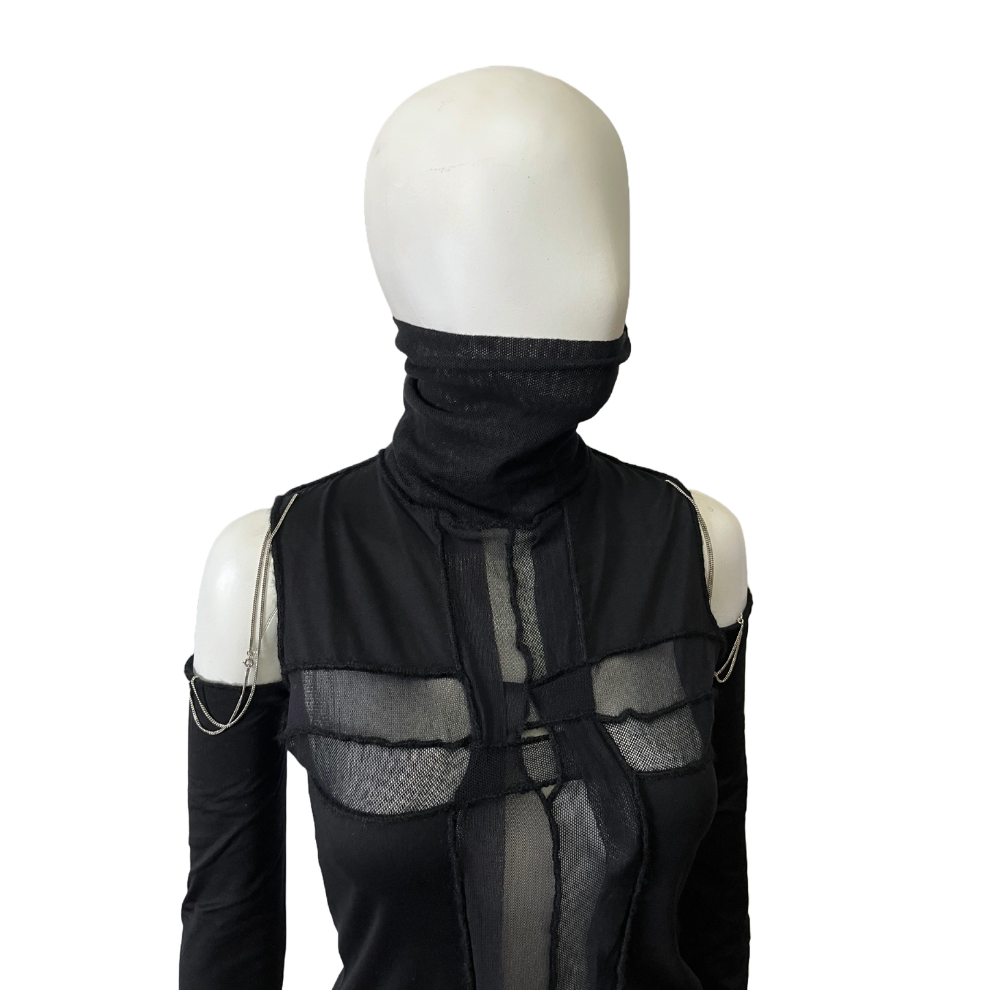 JEAN PAUL GAULTIER 90s Goth Sleeveless Top with Chain lace up Warmers