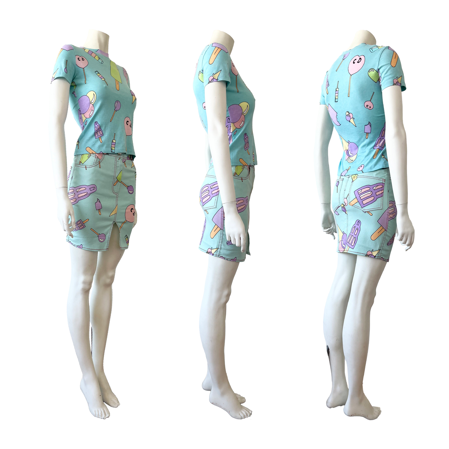 Christian Dior by John Galliano SS 2002 Ice Cream Treats printed Top & Skirt Set