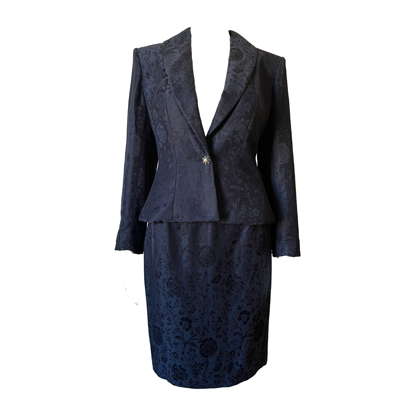 Christian Dior by John Galliano SS 1998 Navy Floral Brocade Suit