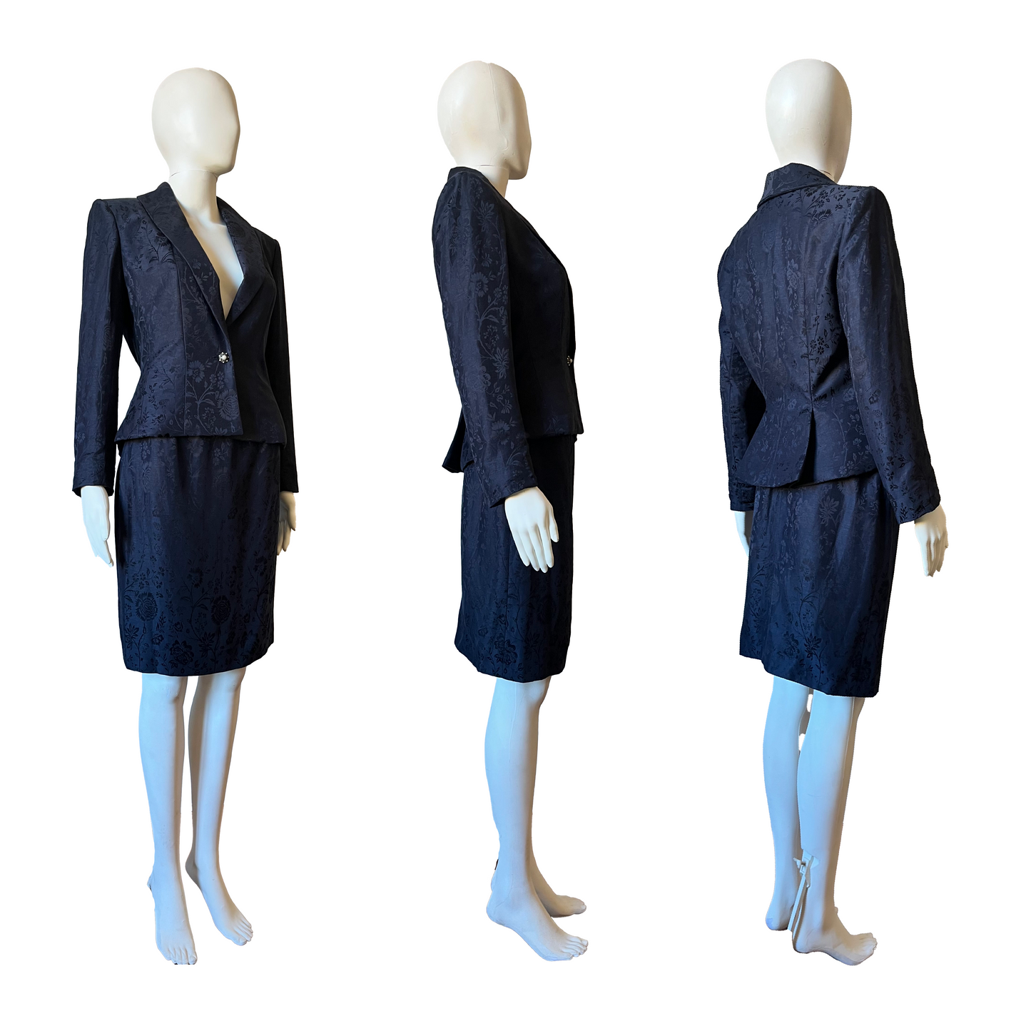 Christian Dior by John Galliano SS 1998 Navy Floral Brocade Suit