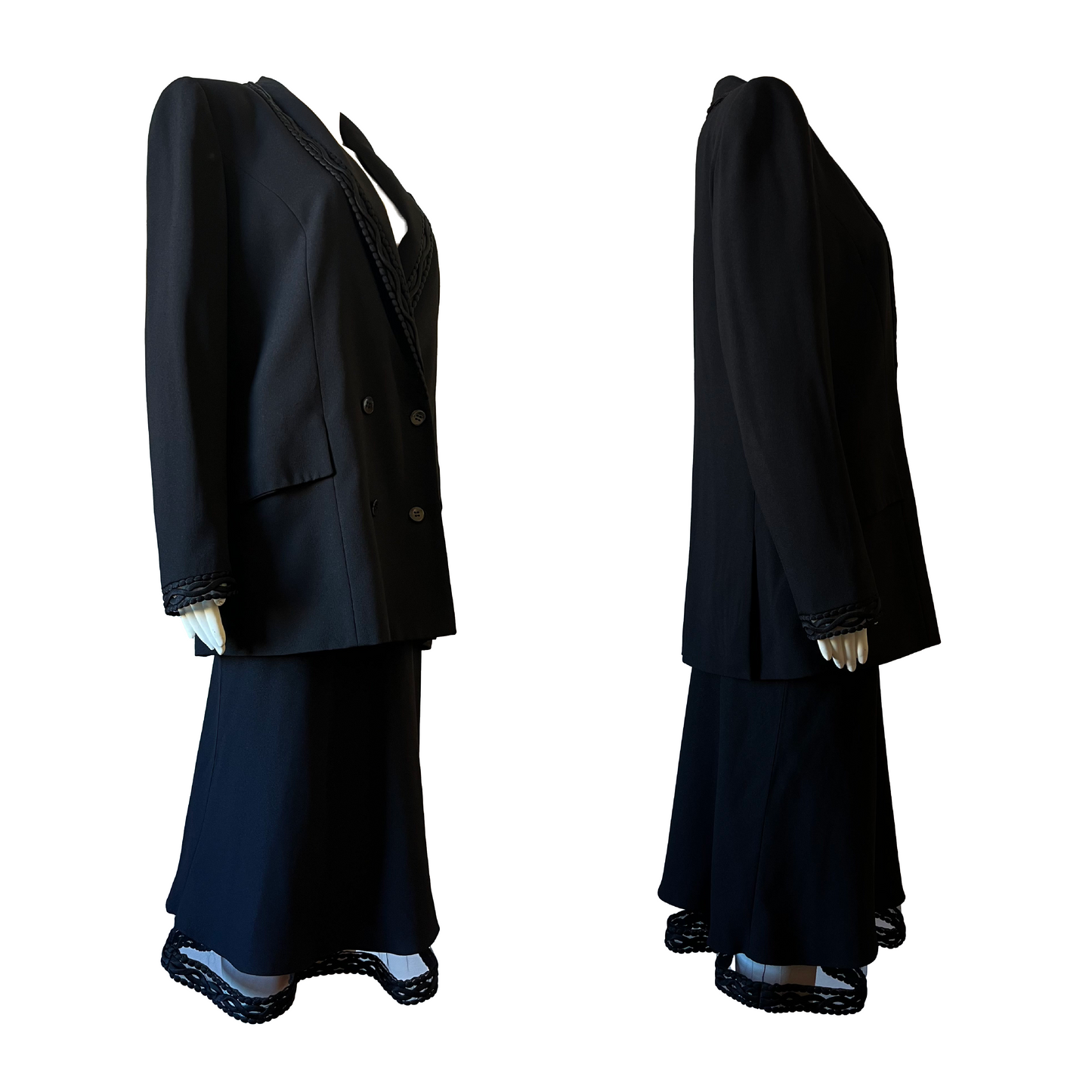 Christian Dior by John Galliano SS 2000 Black Lace Trim Suit