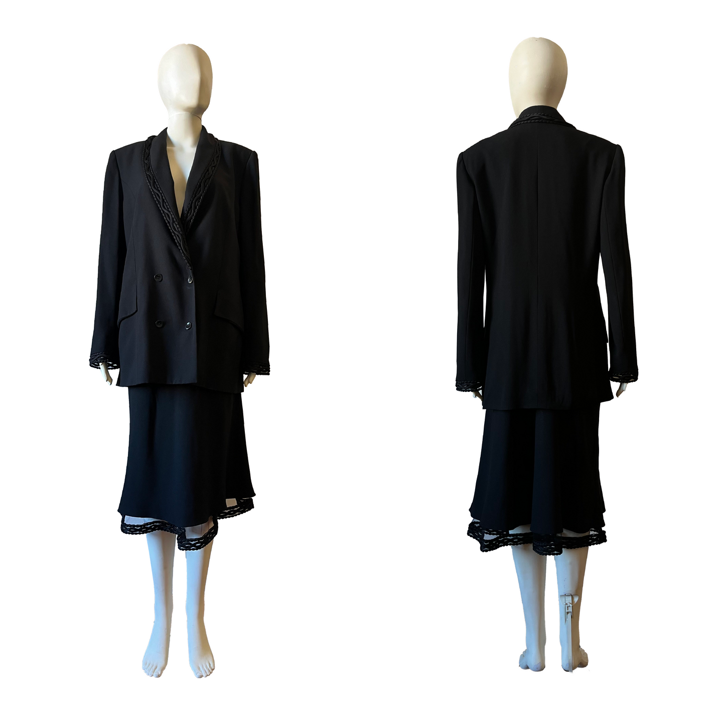 Christian Dior by John Galliano SS 2000 Black Lace Trim Suit