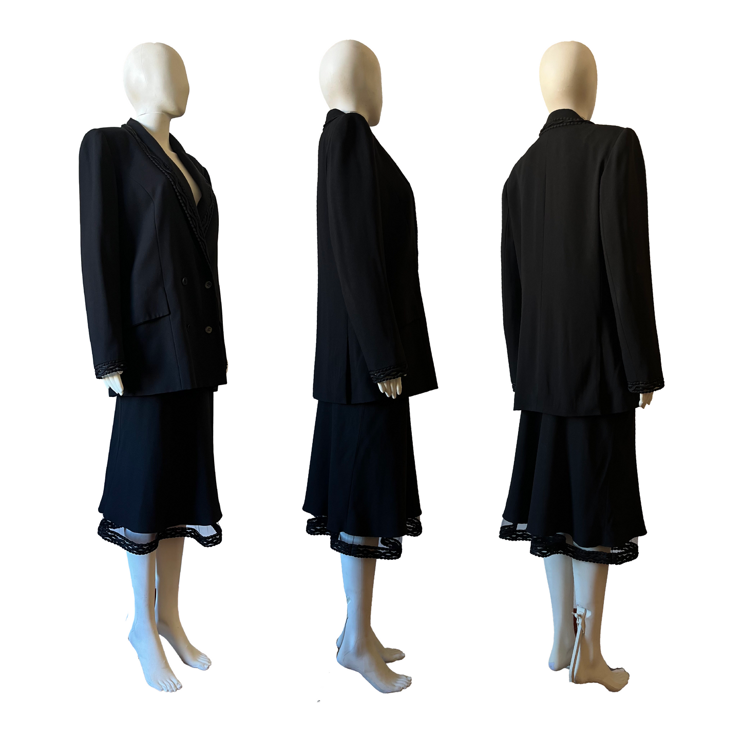 Christian Dior by John Galliano SS 2000 Black Lace Trim Suit