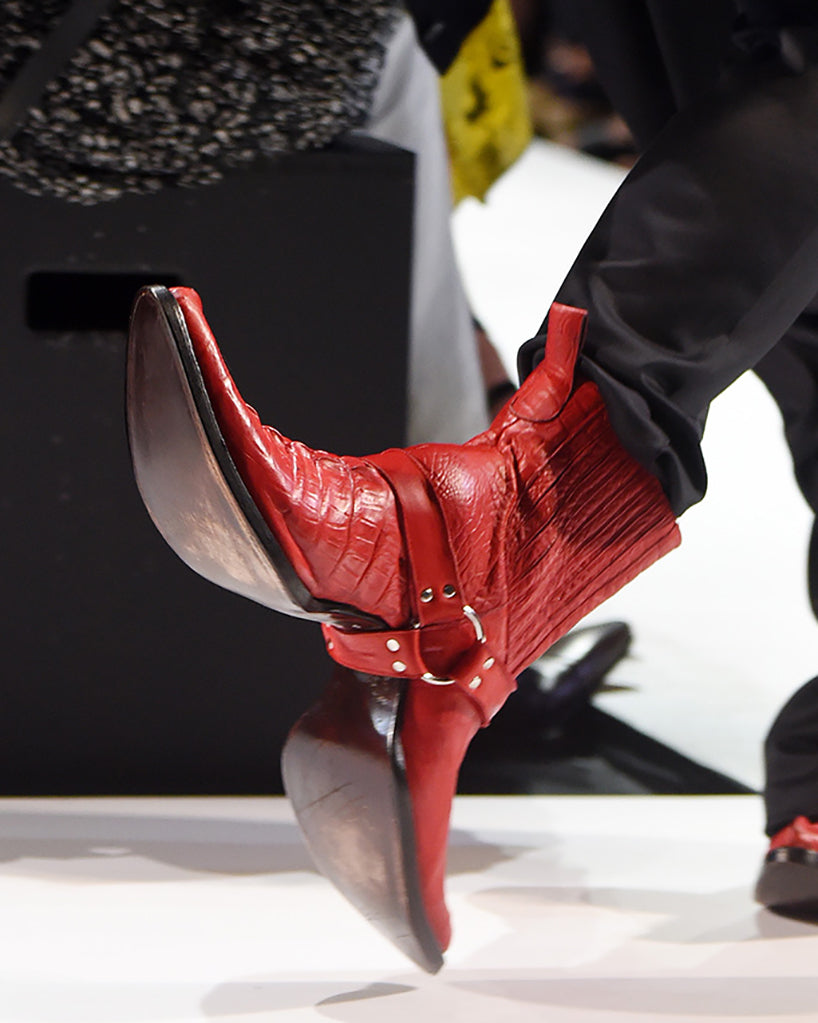 Hood By Air by Shayne Oliver SS 2017 Double Faced Red Croc effect Cowboy Boots