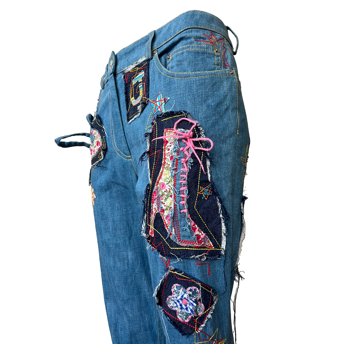 John Galliano SS 2002 Patchwork Embroidered Jeans
