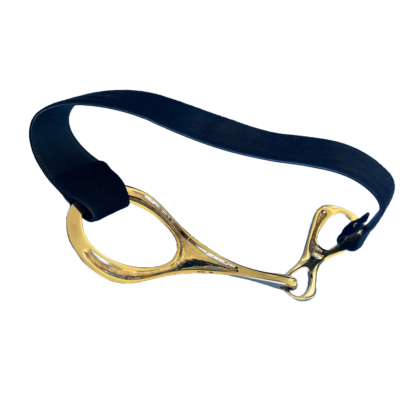 Gucci AW 1996 Black Leather Gold Horsebit Buckle Belt by Tom Ford