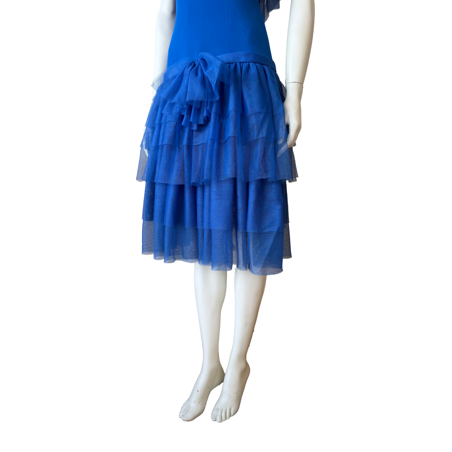 Loris Azzaro Blue Tulle Ruffle Dress